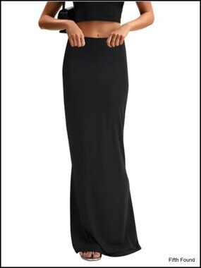 Women's High Waist Flare Bodycon Maxi Skirt Elastic Waist Slim Fit